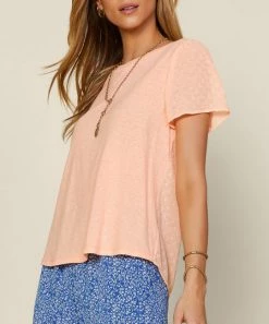 She She Boutique Swiss Dot Top - Neon Orange CLOTHING