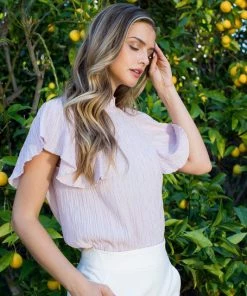 She She Boutique CLOTHING Textured Top - Pink