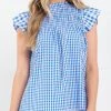 She She Boutique Checkered Top - Blue CLOTHING