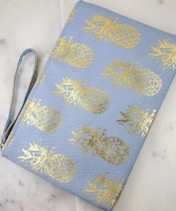 She She Boutique HANDBAGS Gold Foil Pineapple Wristlet - Light Blue, Mint OR Coral