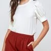 She She Boutique Puff Sleeve Tee - Black OR Off White CLOTHING