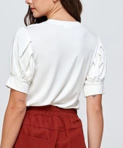 She She Boutique Puff Sleeve Tee - Black OR Off White CLOTHING