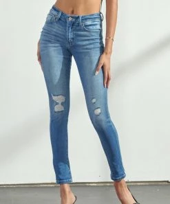 She She Boutique CLOTHING Mid-Rise Skinny Jeans - Medium Wash