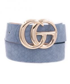 She She Boutique Double Gold Metal Ring Belt - Blue Snake ACCESSORIES