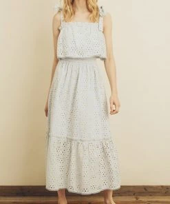 She She Boutique Beach Bliss Eyelet Midi Dress - Ice Blue NEW ARRIVALS