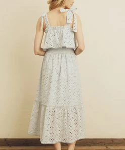 She She Boutique Beach Bliss Eyelet Midi Dress - Ice Blue NEW ARRIVALS