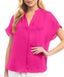 She She Boutique V-Neck Blouse - Hot Pink OR Off White CLOTHING