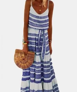 She She Boutique CLOTHING Boho Maxi Dress - Blue