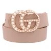 She She Boutique Double Gold Metal Ring Belt - Taupe With Pearls ACCESSORIES