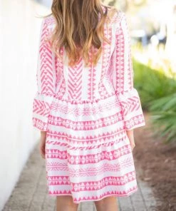 She She Boutique Tiered V-Neck Dress - Blue, Pink OR Green