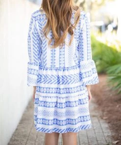 She She Boutique Tiered V-Neck Dress - Blue, Pink OR Green