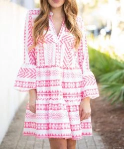 She She Boutique Tiered V-Neck Dress - Blue, Pink OR Green