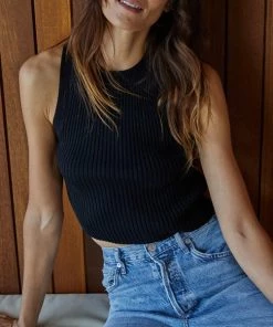 She She Boutique CLOTHING Sawyer Crop Sweater Top - Black OR Brown