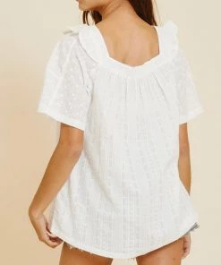 She She Boutique Eyelet Top - Coral Orange OR White CLOTHING