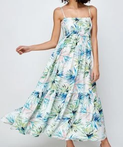 She She Boutique CLOTHING Tropical Maxi Dress - Ivory