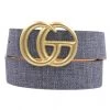 She She Boutique ACCESSORIES Double Gold Metal Ring Belt - Dusty Blue Textured