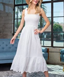 She She Boutique CLOTHING Eyelet Dress - Black OR Off White