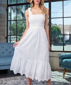 She She Boutique CLOTHING Eyelet Dress - Black OR Off White