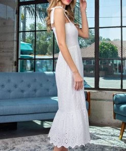 She She Boutique CLOTHING Eyelet Dress - Black OR Off White