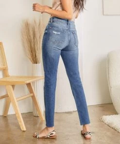 She She Boutique High Rise Cigarette Jeans - Medium Wash