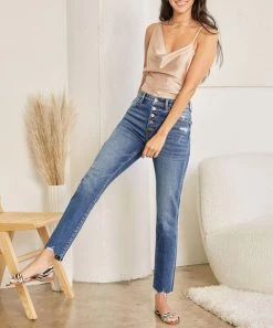 She She Boutique High Rise Cigarette Jeans - Medium Wash