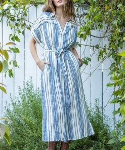 She She Boutique Striped Belted Shirt Dress - Navy OR Camel NEW ARRIVALS