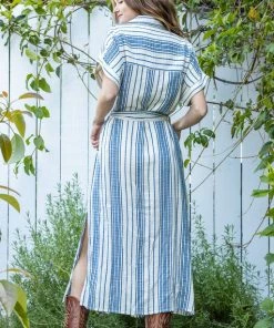 She She Boutique Striped Belted Shirt Dress - Navy OR Camel NEW ARRIVALS