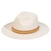 She She Boutique ACCESSORIES Fedora Hat With Braided Trim - Ivory 1 She She Boutique ACCESSORIES Fedora Hat With Braided Trim - Ivory