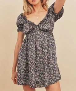 She She Boutique Floral Mini Dress - Black Multi