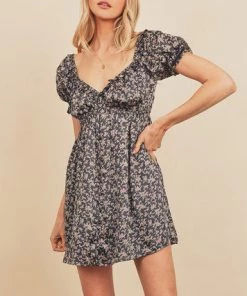 She She Boutique Floral Mini Dress - Black Multi