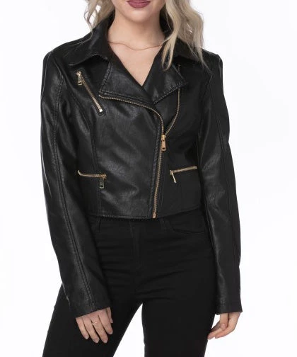 She She Boutique Cropped Vegan Leather Moto Jacket - Black OR White 7 She She Boutique Cropped Vegan Leather Moto Jacket - Black OR White