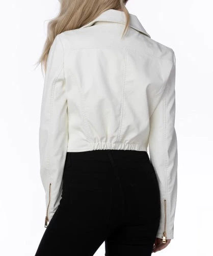 She She Boutique Cropped Vegan Leather Moto Jacket - Black OR White 5 She She Boutique Cropped Vegan Leather Moto Jacket - Black OR White