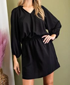 She She Boutique 3/4 Sleeve Dress - Black