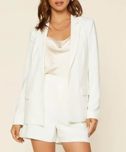 She She Boutique CLOTHING Long Sleeve Open Blazer Jacket - Black OR White