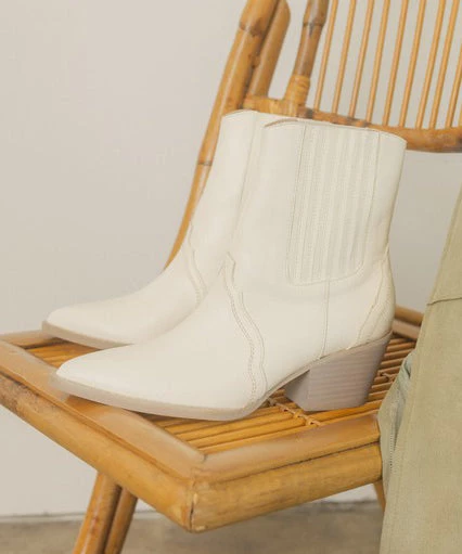 She She Boutique Dawn Western Bootie - White SHOES 3 She She Boutique Dawn Western Bootie - White SHOES