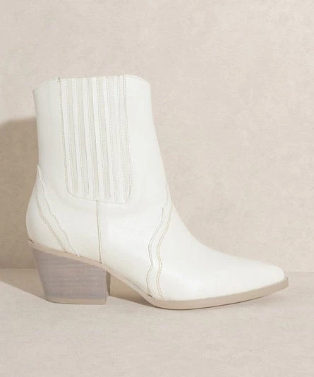 She She Boutique Dawn Western Bootie - White SHOES 4 She She Boutique Dawn Western Bootie - White SHOES