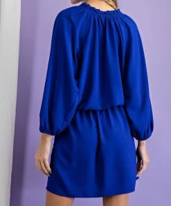 She She Boutique 3/4 Sleeve Dress - Royal Blue
