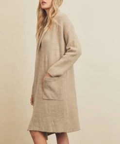 She She Boutique Cozy Long Cardigan - Taupe