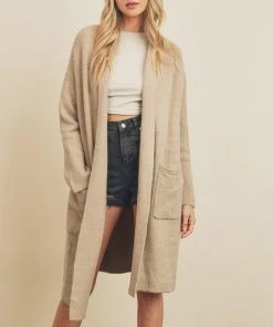 She She Boutique Cozy Long Cardigan - Taupe