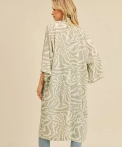 She She Boutique Zebra Kimono - Sage
