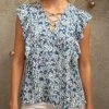 She She Boutique Strappy Floral Top - Navy