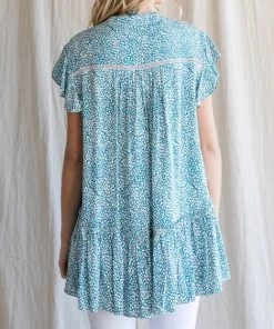 She She Boutique Spot Print Top - Teal CLOTHING