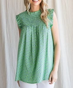 She She Boutique Smocked Top - Apply Green OR Ivory 10 She She Boutique Smocked Top - Apply Green OR Ivory
