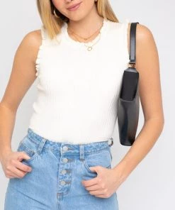 She She Boutique CLOTHING Sleeveless Ruffle Top - Ivory OR Black