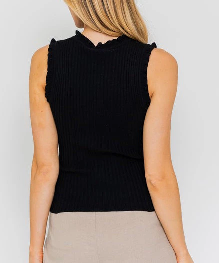 She She Boutique CLOTHING Sleeveless Ruffle Top - Ivory OR Black 7 She She Boutique CLOTHING Sleeveless Ruffle Top - Ivory OR Black