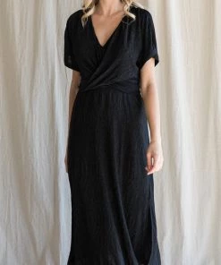 She She Boutique CLOTHING Surplice Twist Maxi Dress - Black