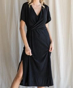 She She Boutique CLOTHING Surplice Twist Maxi Dress - Black