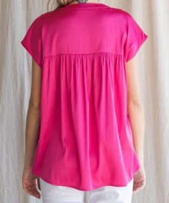 She She Boutique Satin Cap Sleeve Top - Hot Pink OR Champagne NEW ARRIVALS