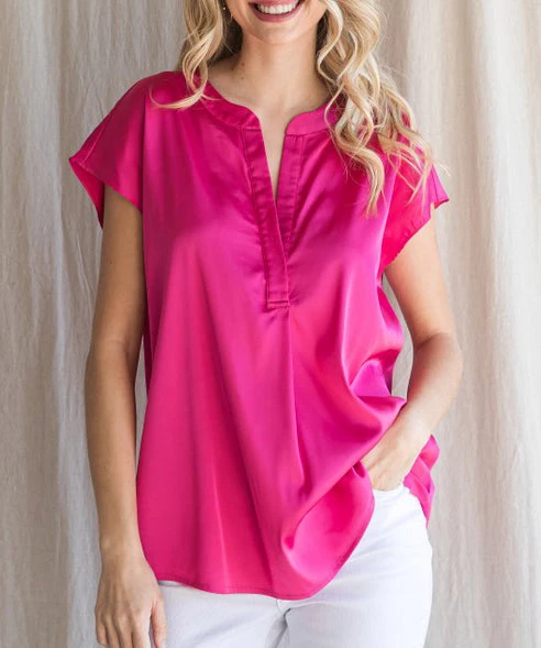 She She Boutique Satin Cap Sleeve Top - Hot Pink OR Champagne NEW ARRIVALS 3 She She Boutique Satin Cap Sleeve Top - Hot Pink OR Champagne NEW ARRIVALS