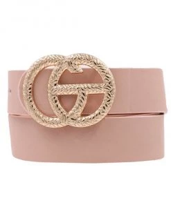 She She Boutique Textured Buckle Belt - Blush